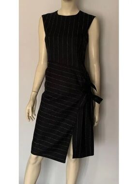 Carolina Herrera Wool Pinstriped Dress 6 $895 NWT